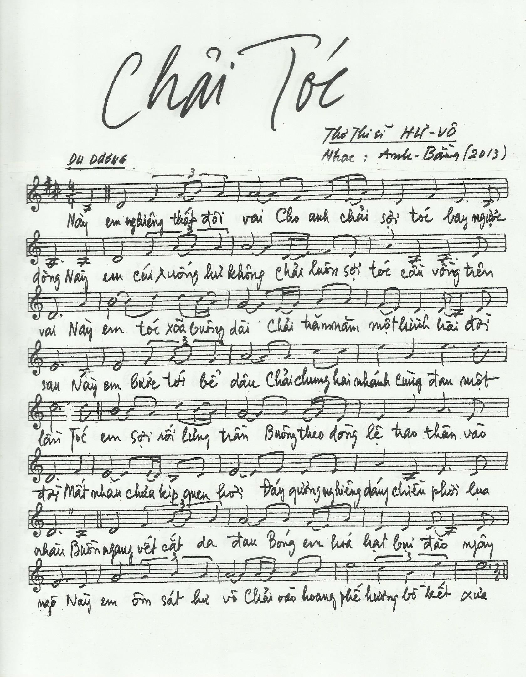 Sheet nhạc Chải tóc - Trang 1