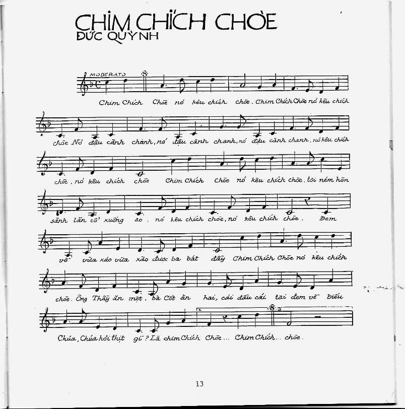 Sheet nhạc Chim chích chòe - Trang 1
