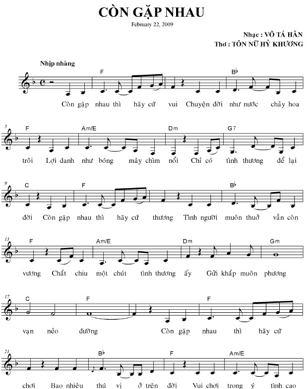 Sheet nhạc Còn gặp nhau - Trang 1