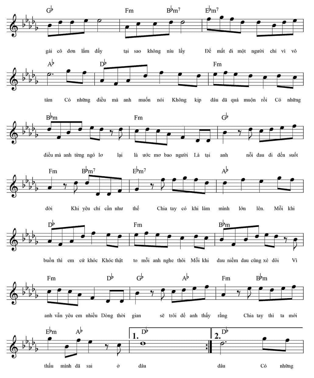 Sheet nhạc Đau để trưởng thành - Trang 2