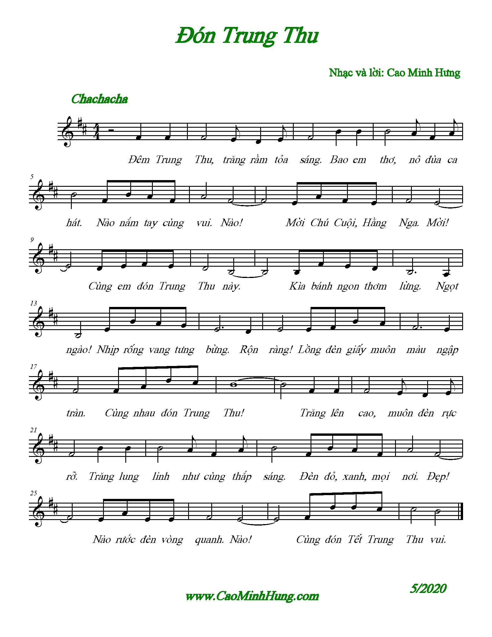 Sheet nhạc Đón Trung Thu - Trang 1
