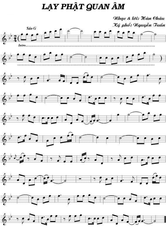 Sheet nhạc Lạy Phật Quan Âm - Trang 1