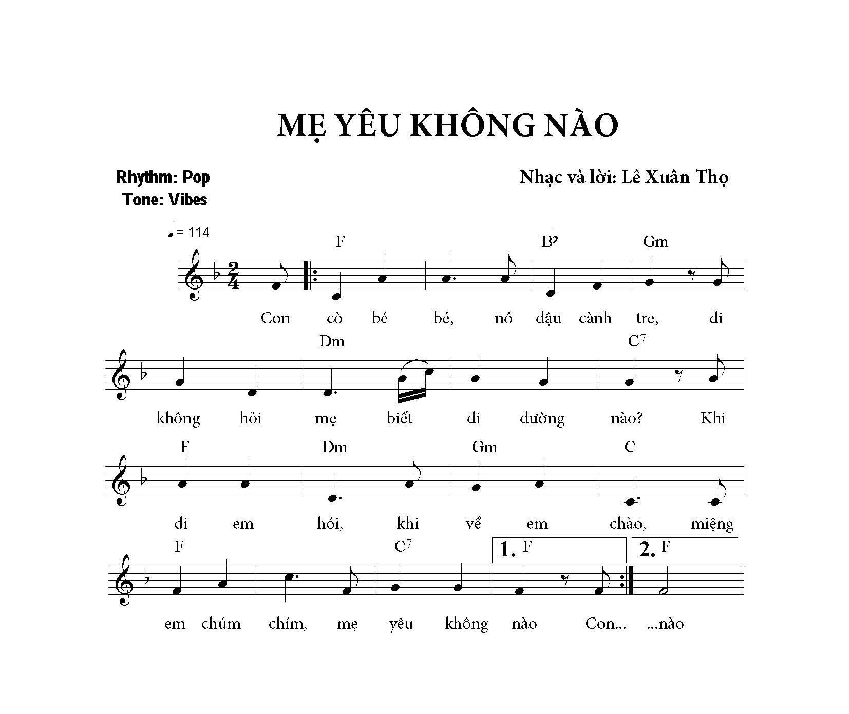 Sheet nhạc Mẹ yêu không nào - Trang 1