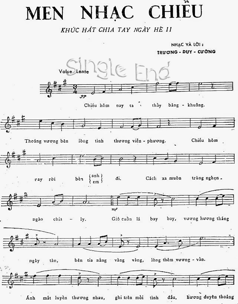 Sheet nhạc Men nhạc chiều - Trang 1