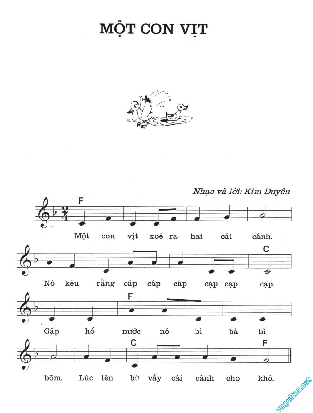 Sheet nhạc Một con vịt - Trang 1