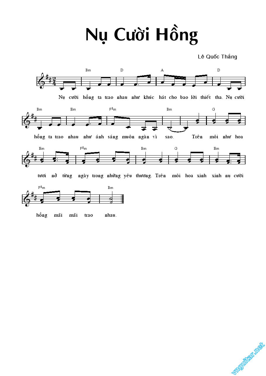 Sheet nhạc Nụ cười hồng - Trang 1