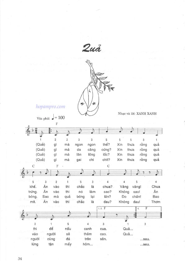 Sheet nhạc Quả gì - Trang 1