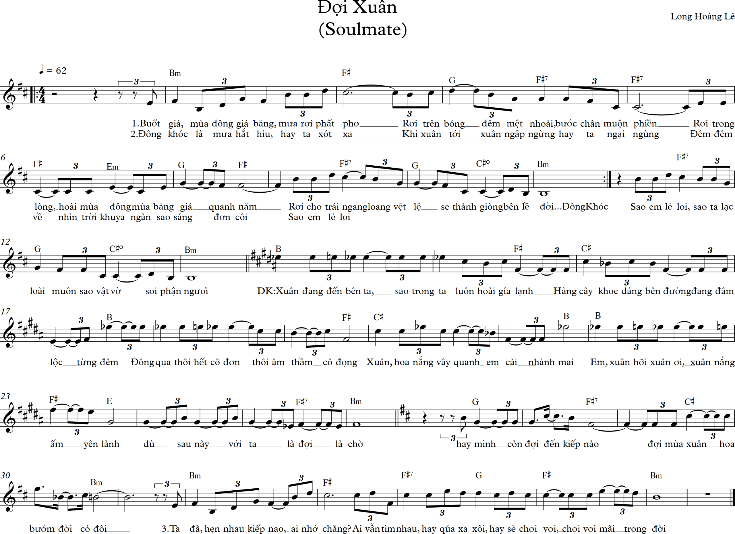 Sheet nhạc Đợi xuân - Trang 1