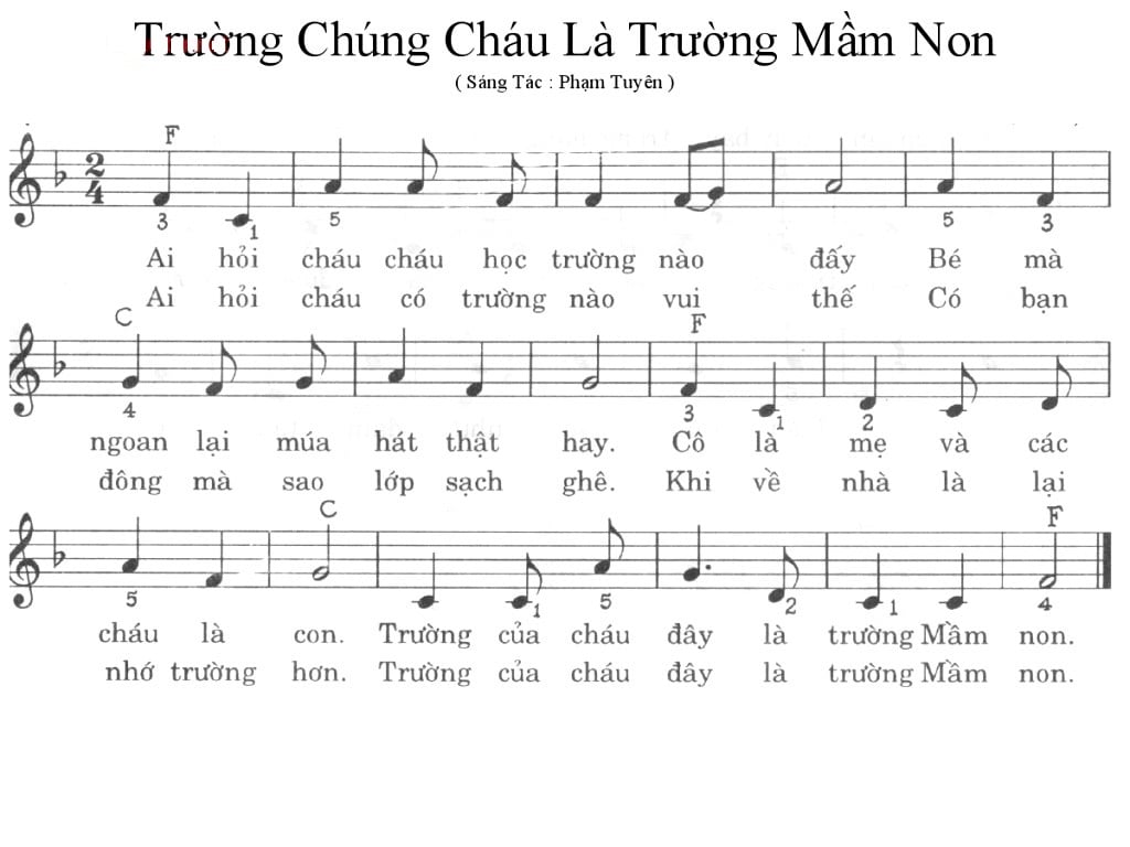 Sheet nhạc Trường chúng cháu là trường mầm non - Trang 1