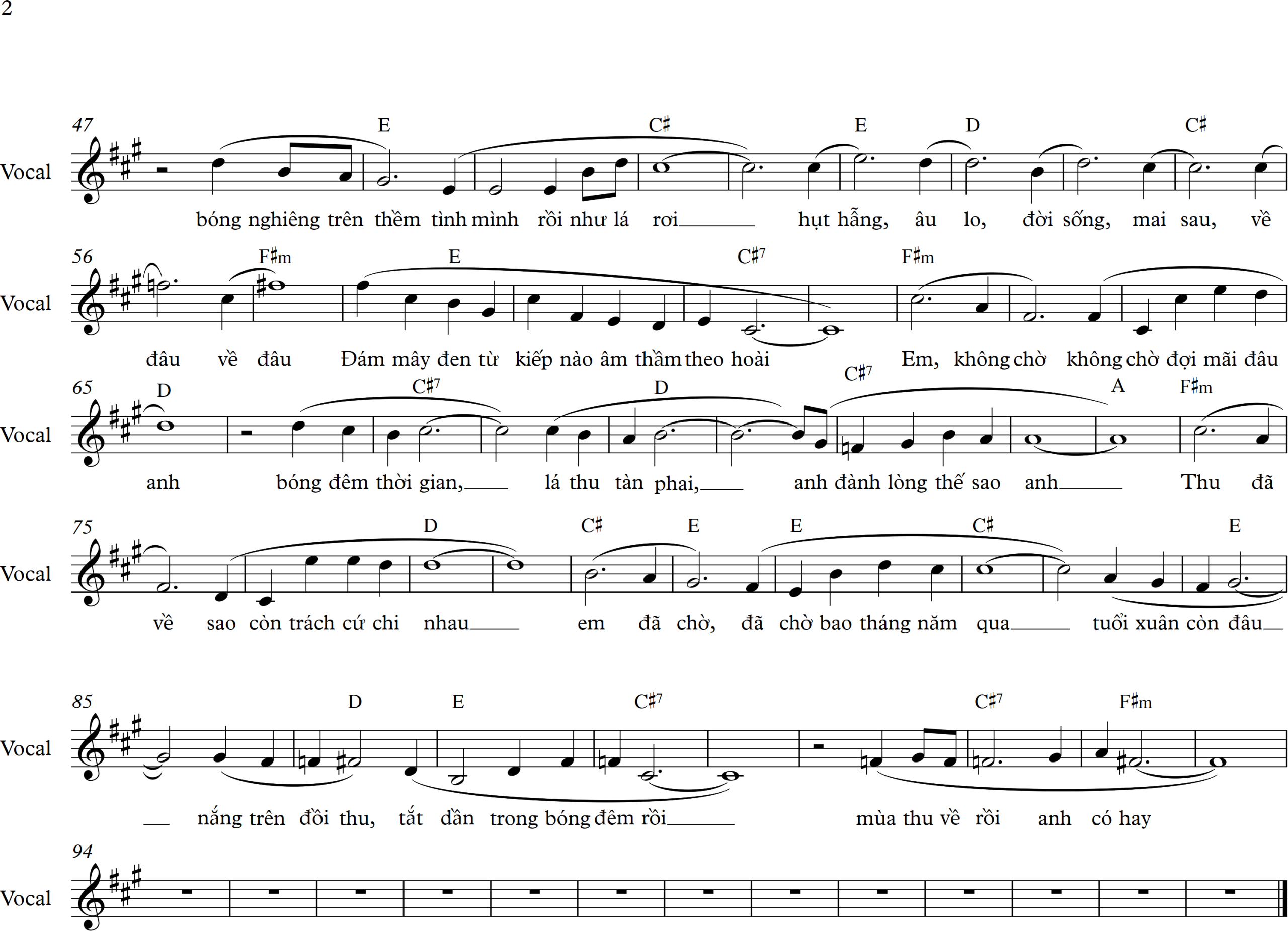Sheet nhạc Thu rạn nứt - Trang 2