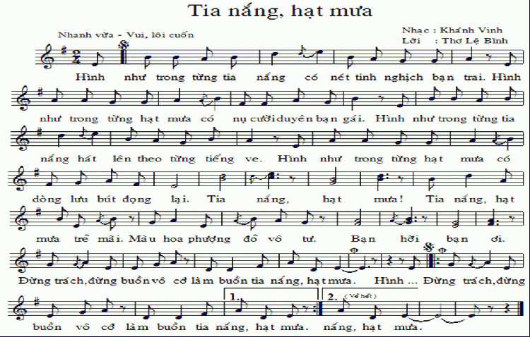 Sheet nhạc Tia nắng hạt mưa - Trang 1