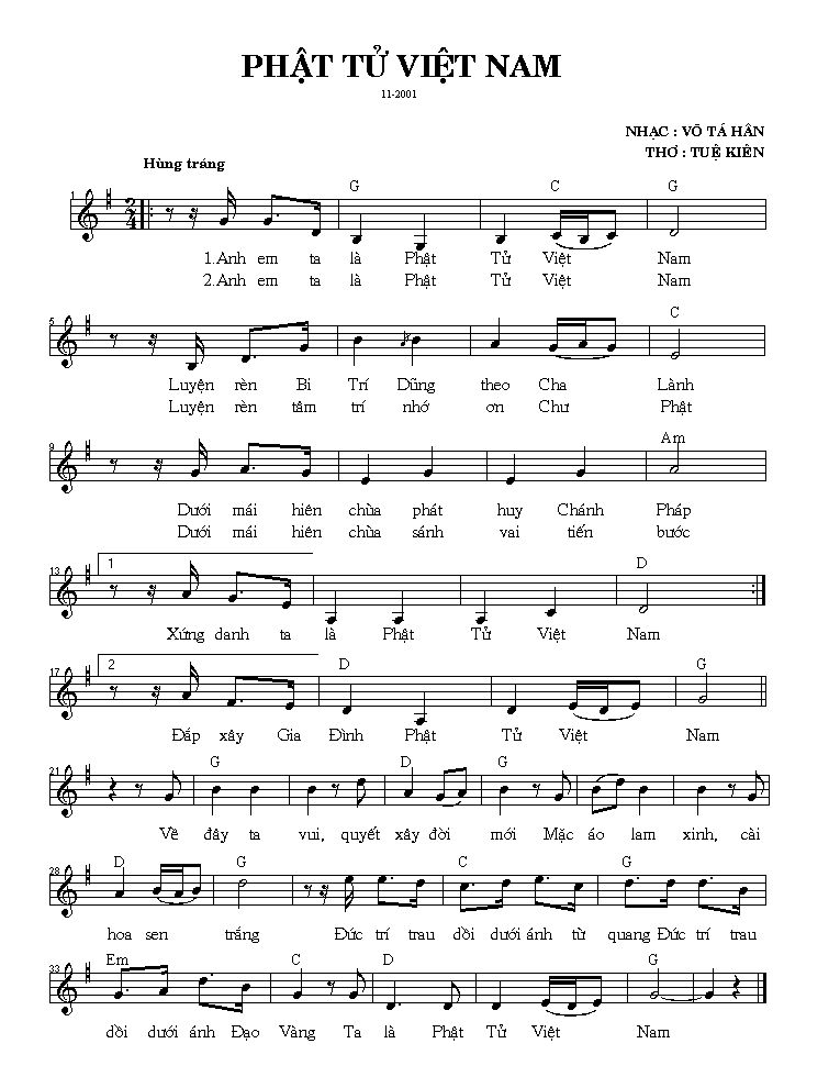 Sheet nhạc Phật tử Việt Nam - Trang 1
