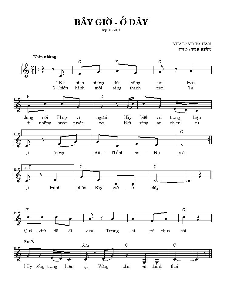 Sheet nhạc Bây giờ - ở đây - Trang 1