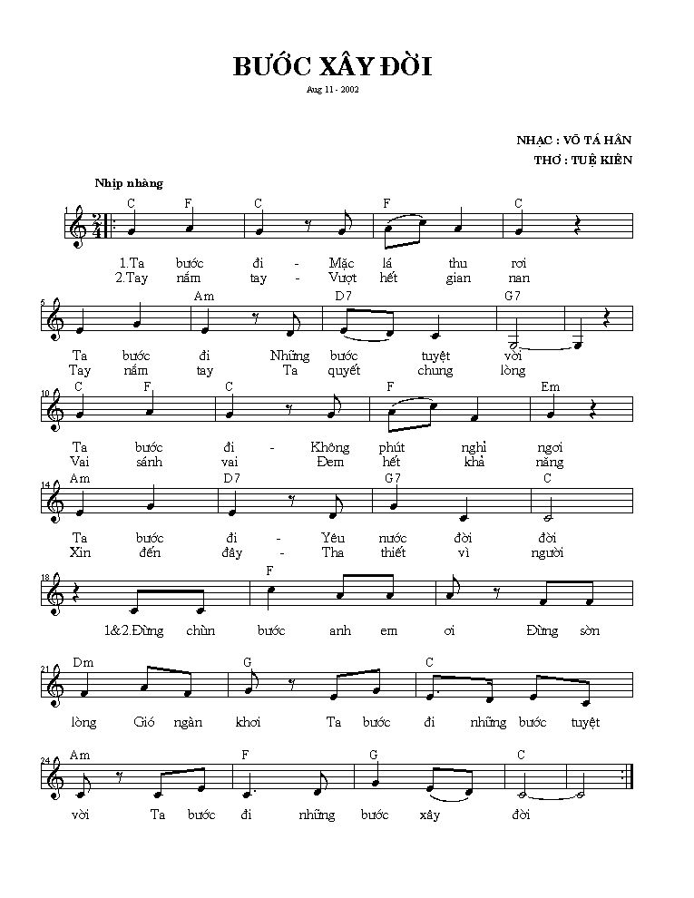 Sheet nhạc Bước xây đời - Trang 1