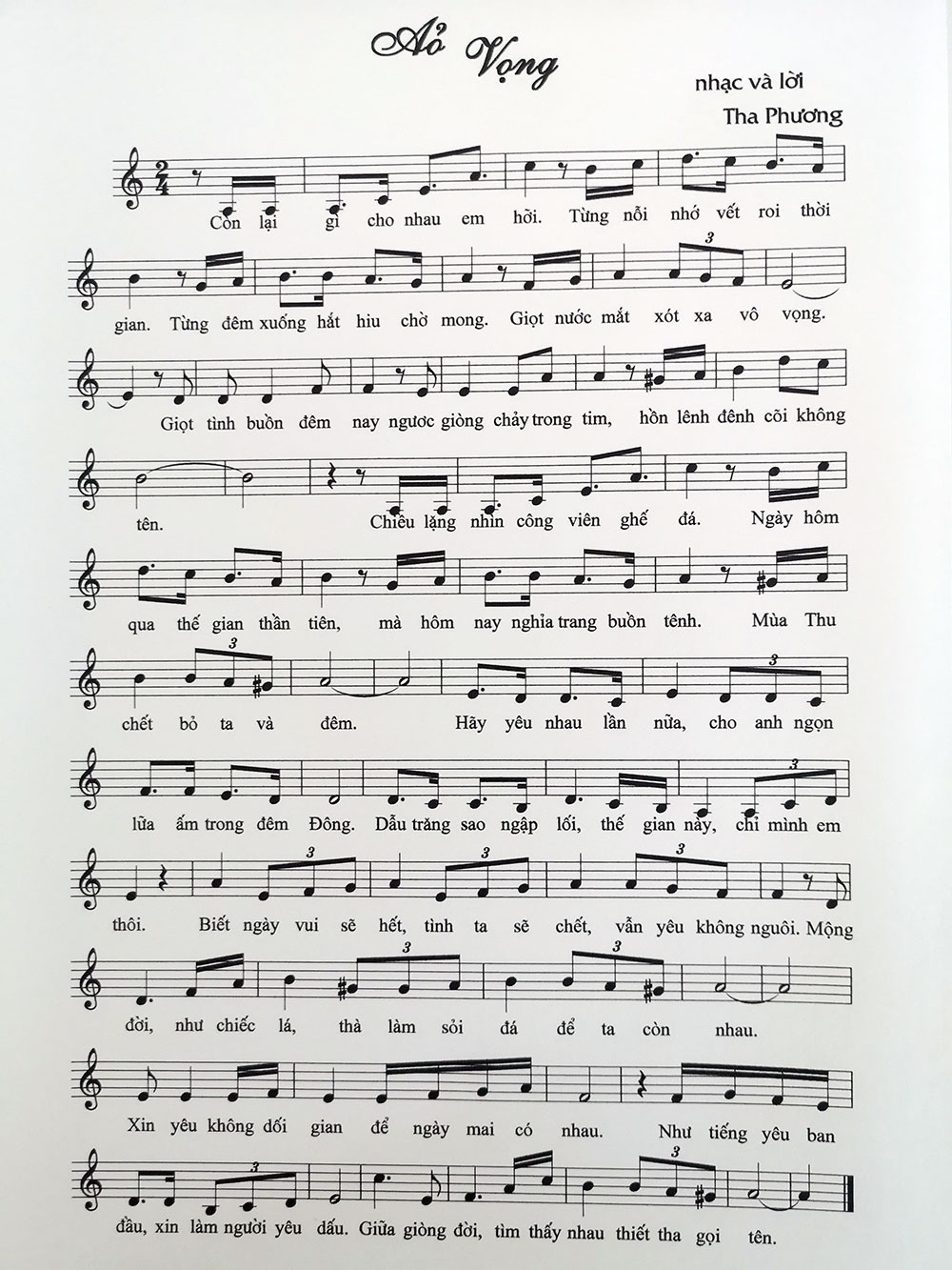 Sheet nhạc Ảo vọng - Trang 1