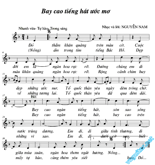 Sheet nhạc Bay cao tiếng hát ước mơ - Trang 1