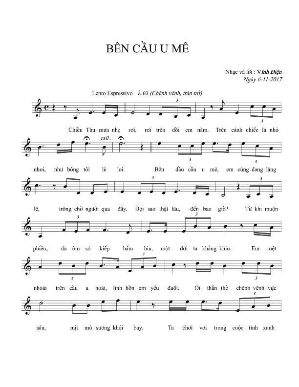 Sheet nhạc Bên cầu u mê - Trang 1