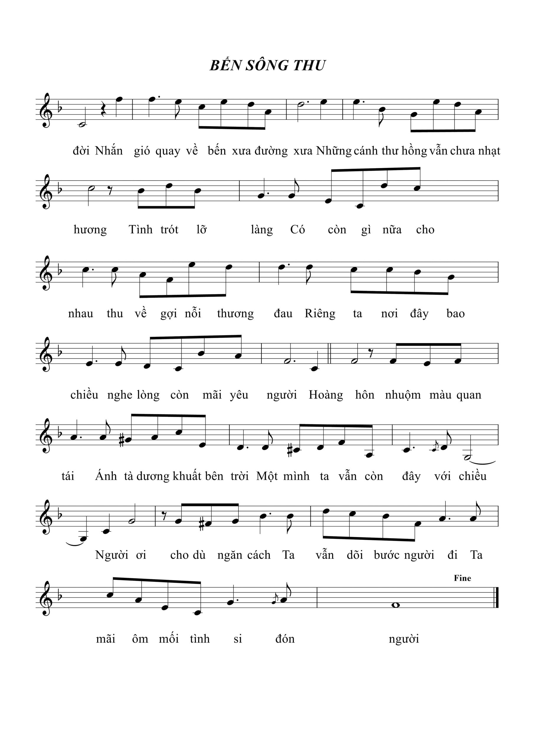 Sheet nhạc Bến sông Thu - Trang 2