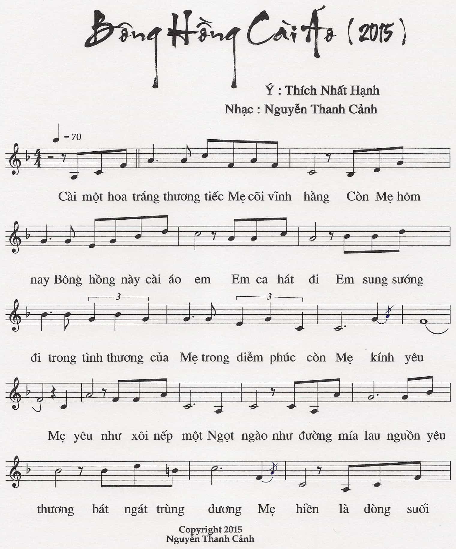 Sheet nhạc Bông hồng cài áo - Trang 1