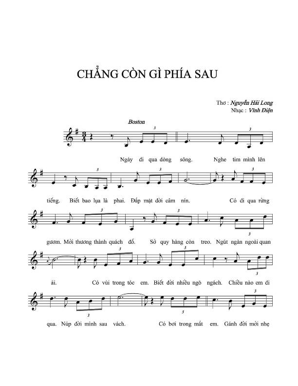 Sheet nhạc Chẳng còn gì phía sau - Trang 1