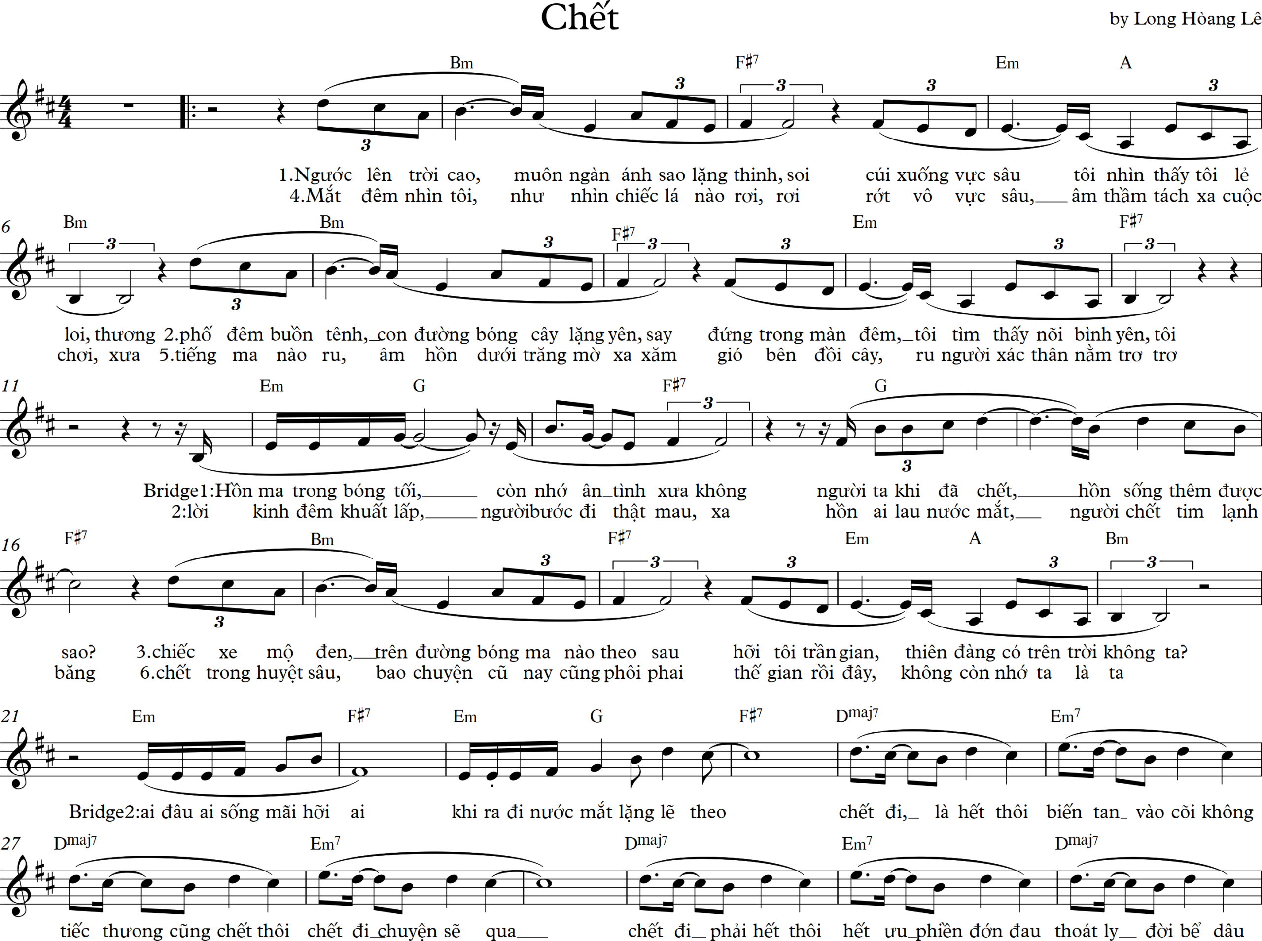 Sheet nhạc Chết - Trang 1