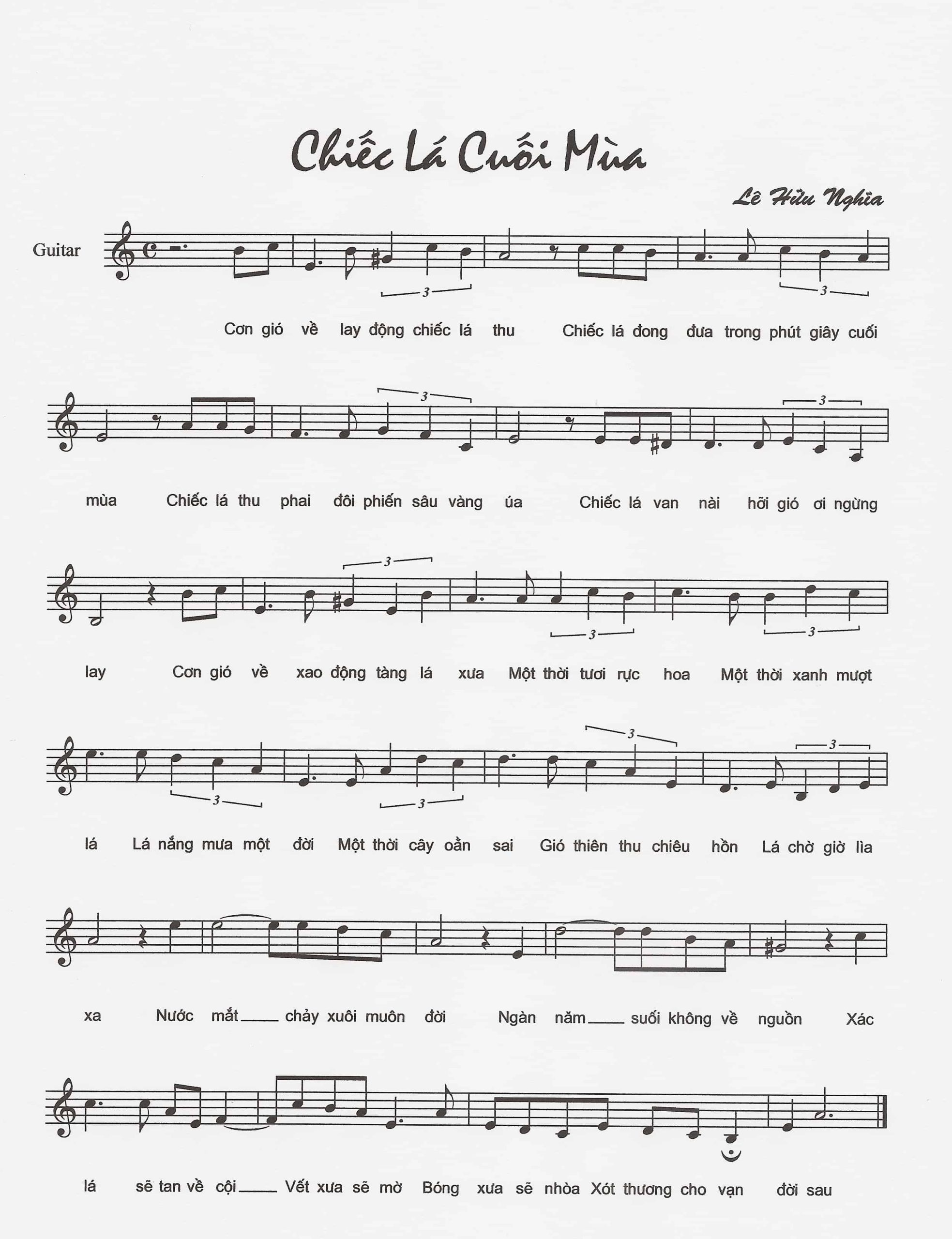 Sheet nhạc Chiếc lá cuối mùa - Trang 1