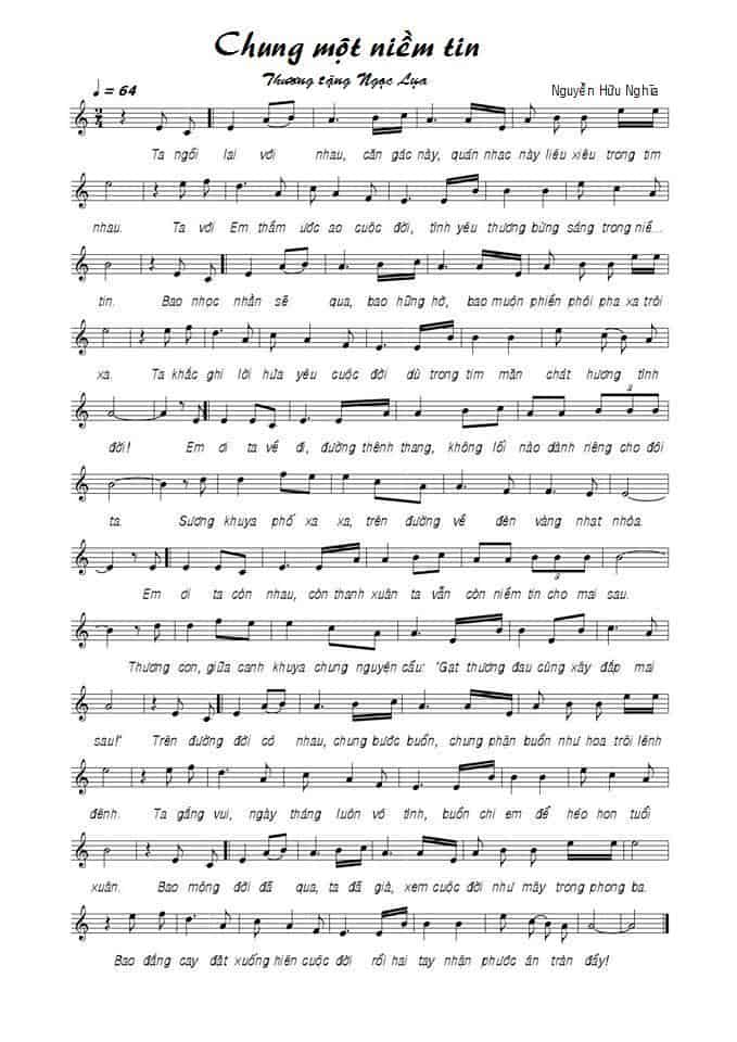 Sheet nhạc Chung một niềm tin - Trang 1