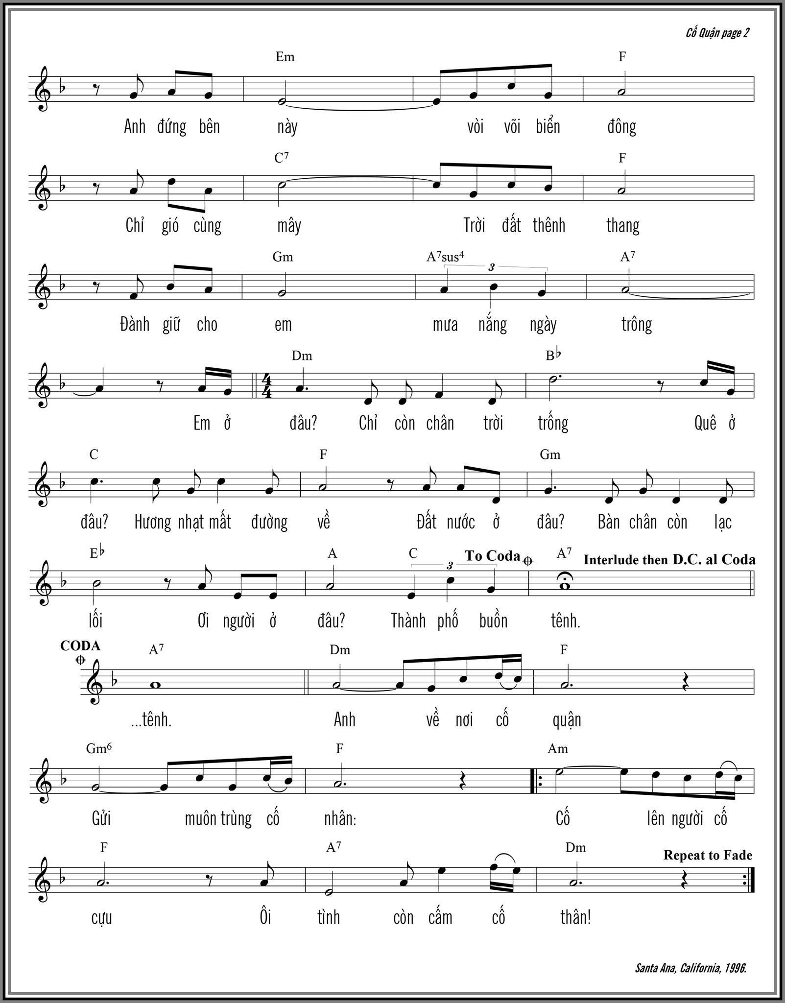 Sheet nhạc Cố quận - Trang 2