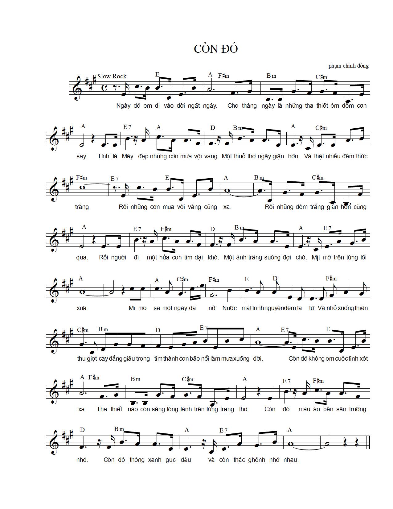 Sheet nhạc Còn đó - Trang 1