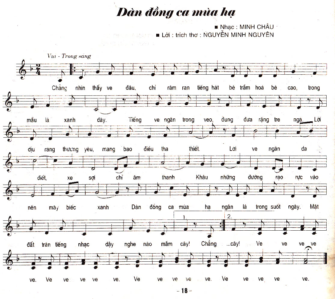 Sheet nhạc Dàn đồng ca mùa hạ - Trang 1