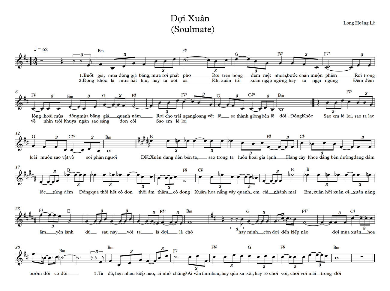 Sheet nhạc Đợi xuân - Trang 2