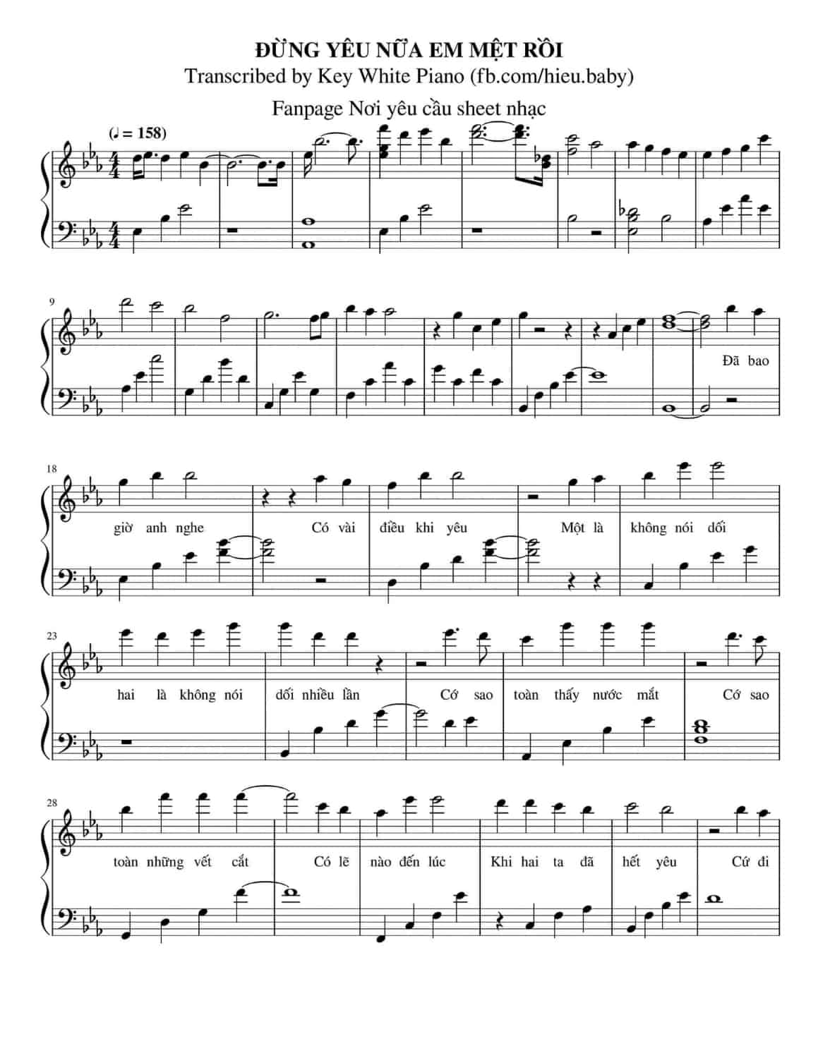 Sheet nhạc Đừng yêu nữa, em mệt rồi - Trang 2