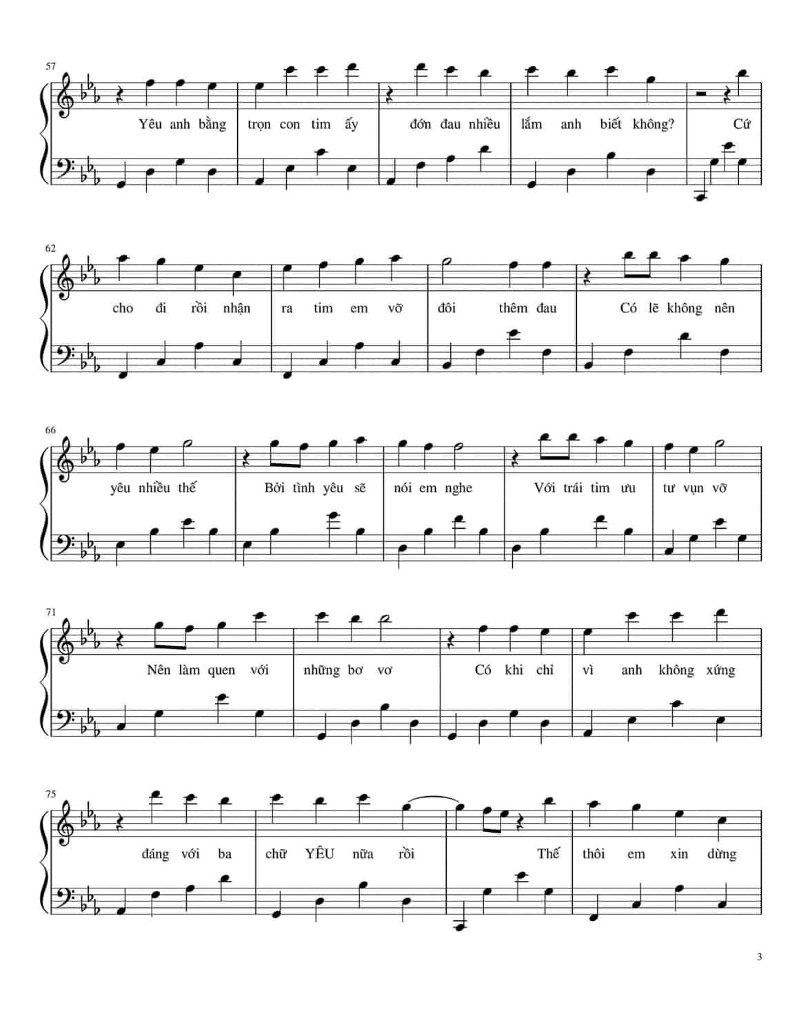 Sheet nhạc Đừng yêu nữa, em mệt rồi - Trang 4