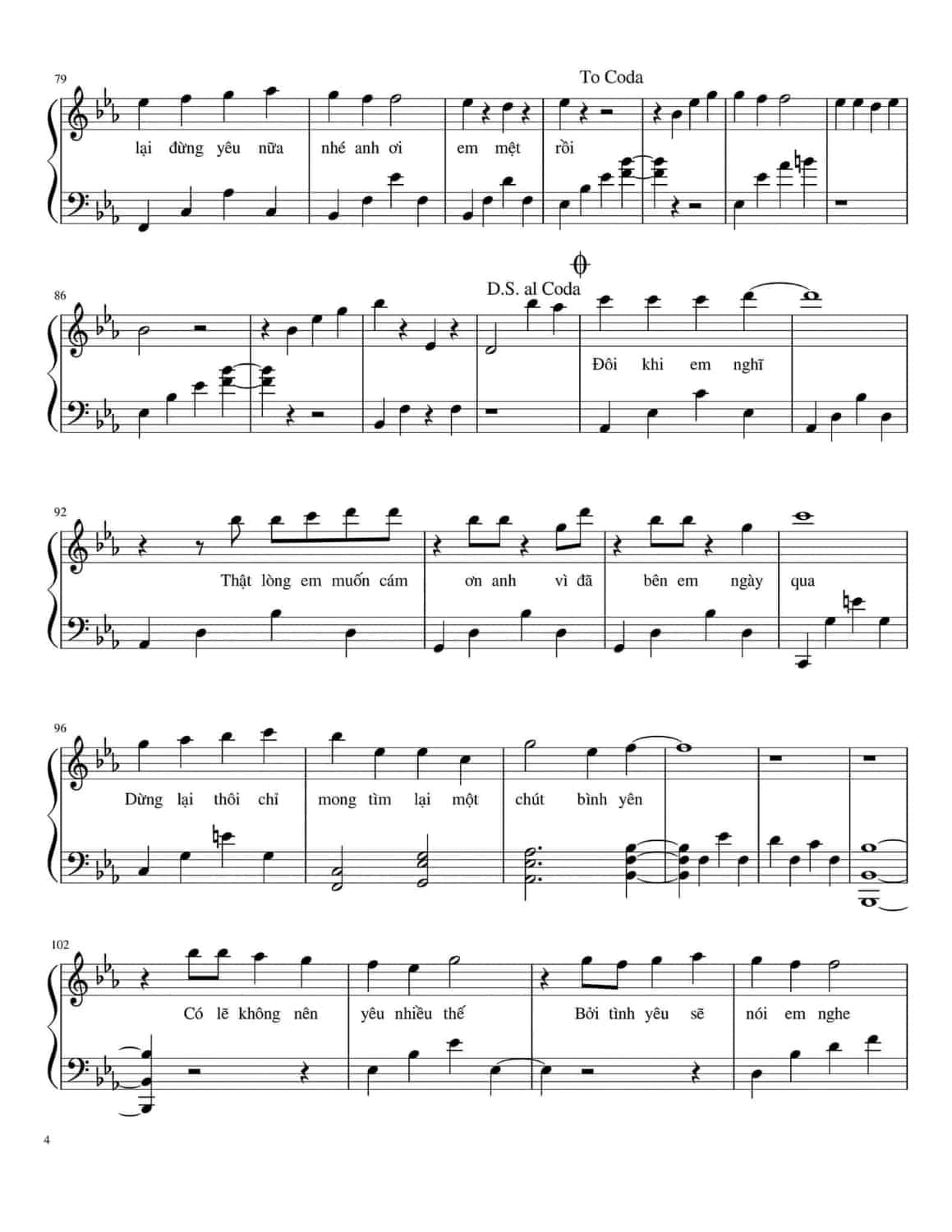 Sheet nhạc Đừng yêu nữa, em mệt rồi - Trang 5