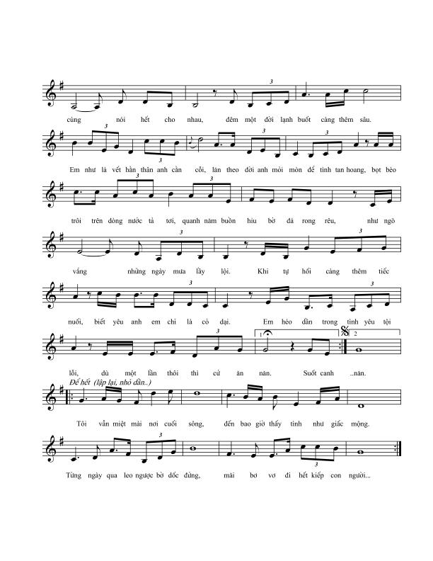 Sheet nhạc Em chỉ là cỏ dại - Trang 2