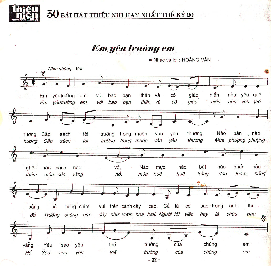 Sheet nhạc Em yêu trường em - Trang 1