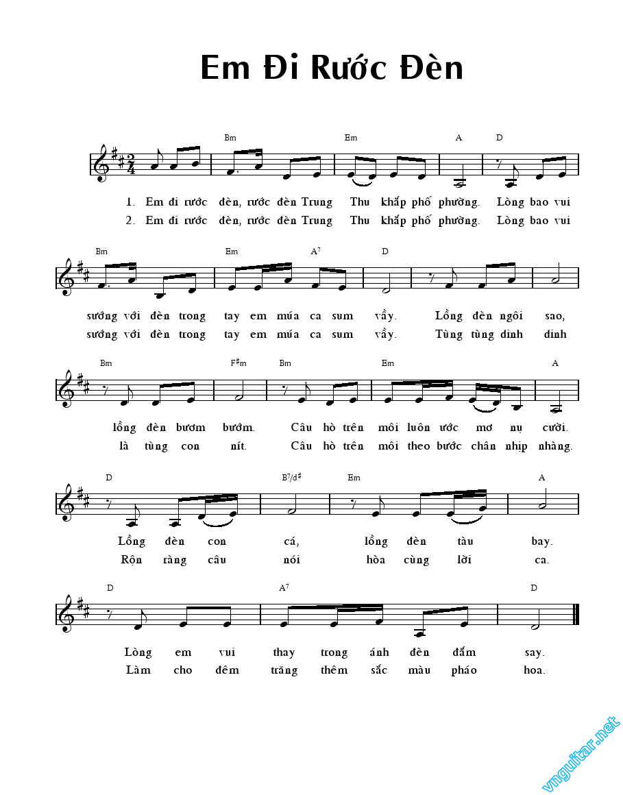 Sheet nhạc Em đi rước đèn - Trang 1