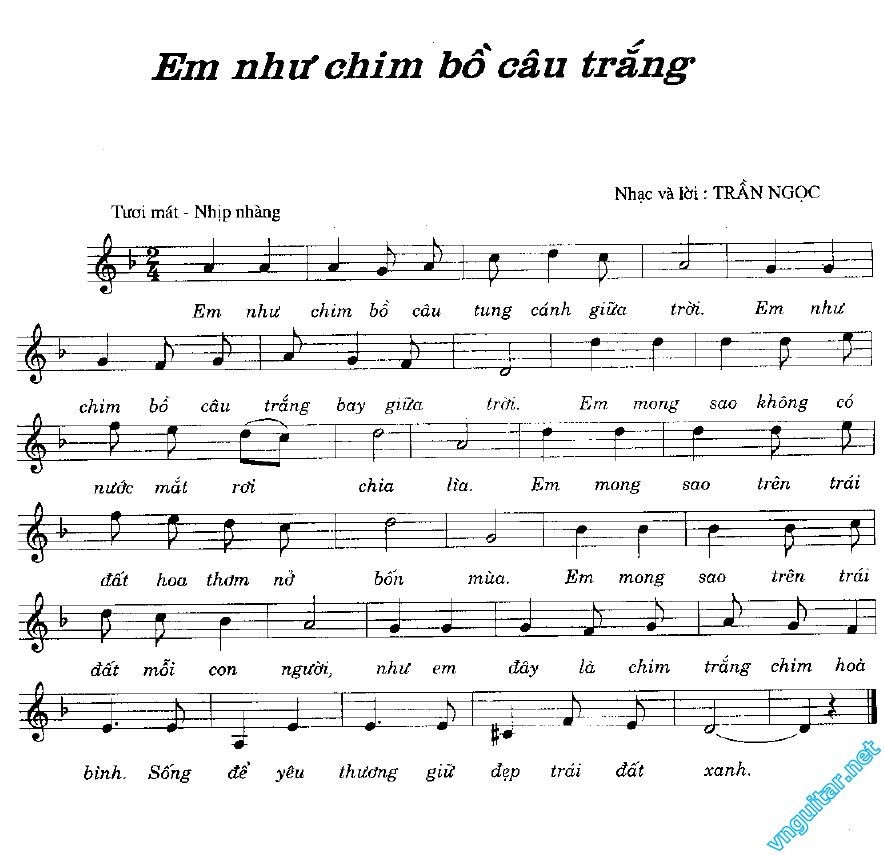 Sheet nhạc Em như chim câu trắng - Trang 1
