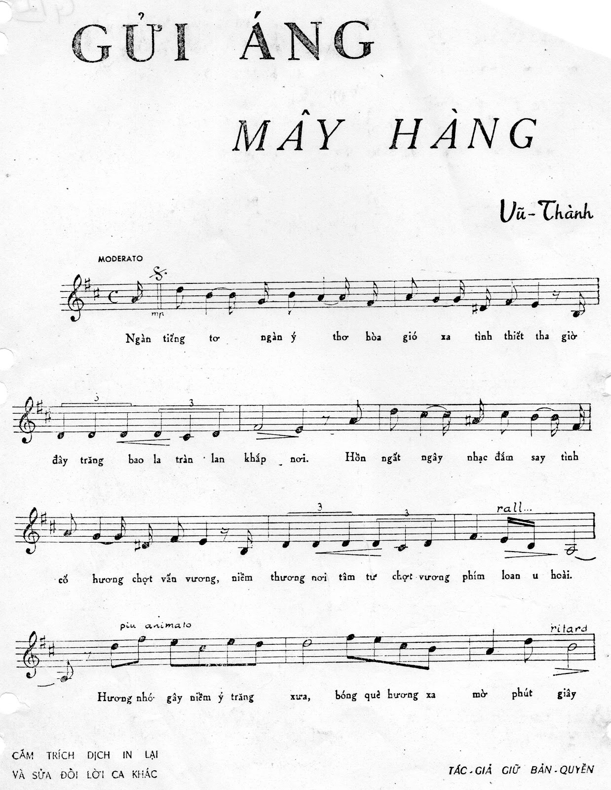 Sheet nhạc Gửi áng mây hàng - Trang 1