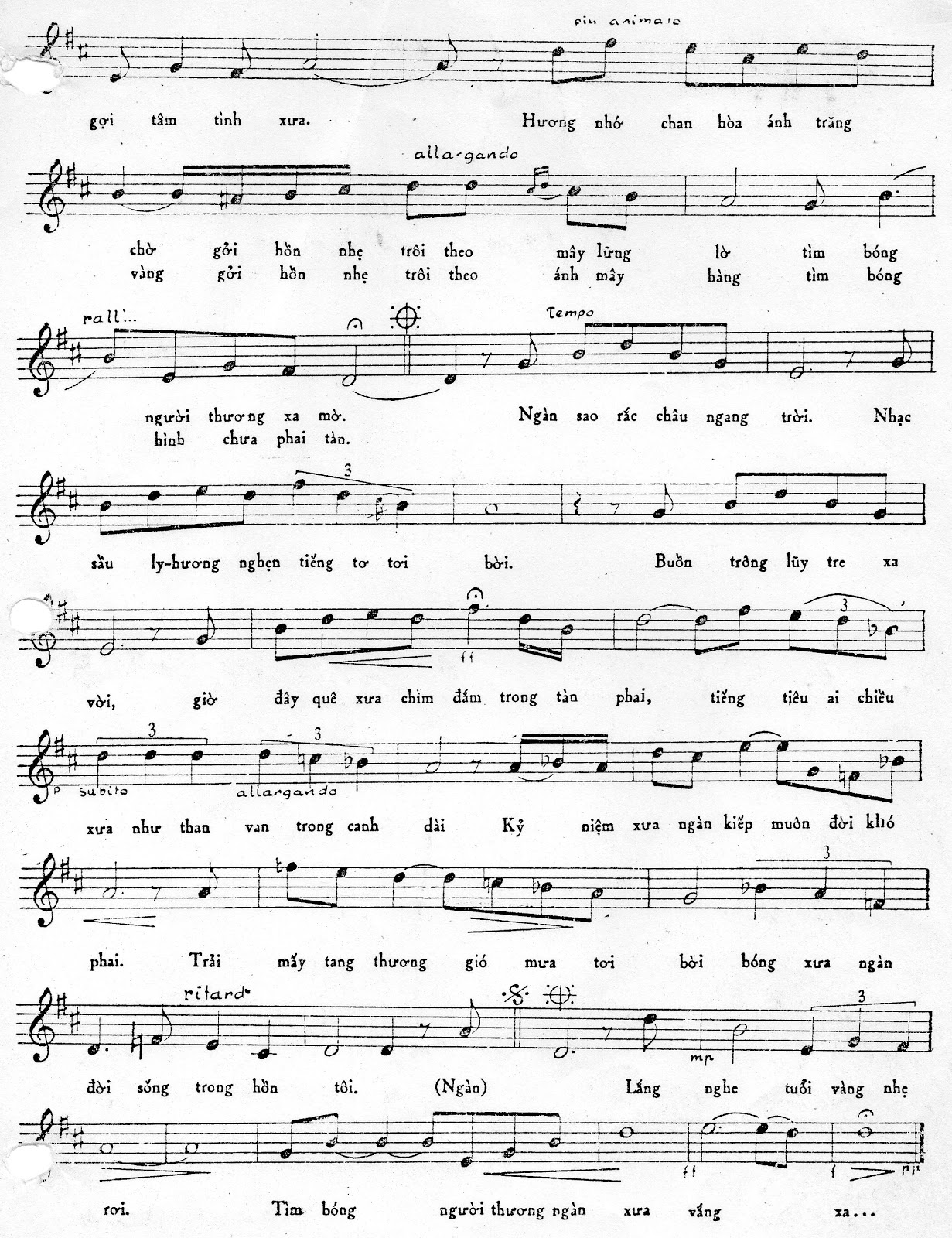 Sheet nhạc Gửi áng mây hàng - Trang 2