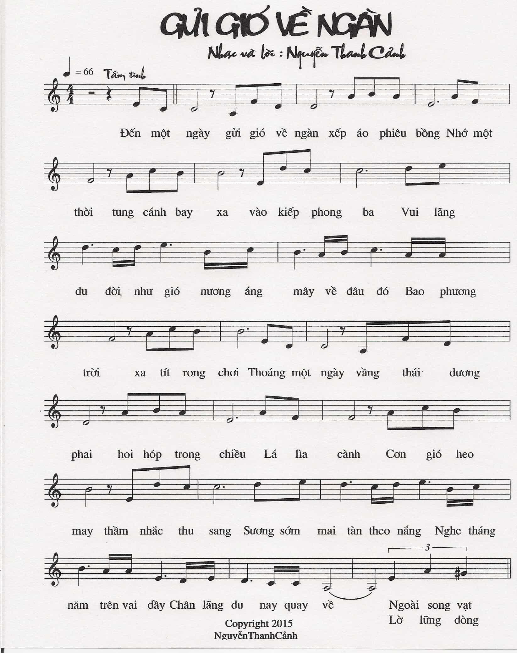 Sheet nhạc Gửi gió về ngàn - Trang 1