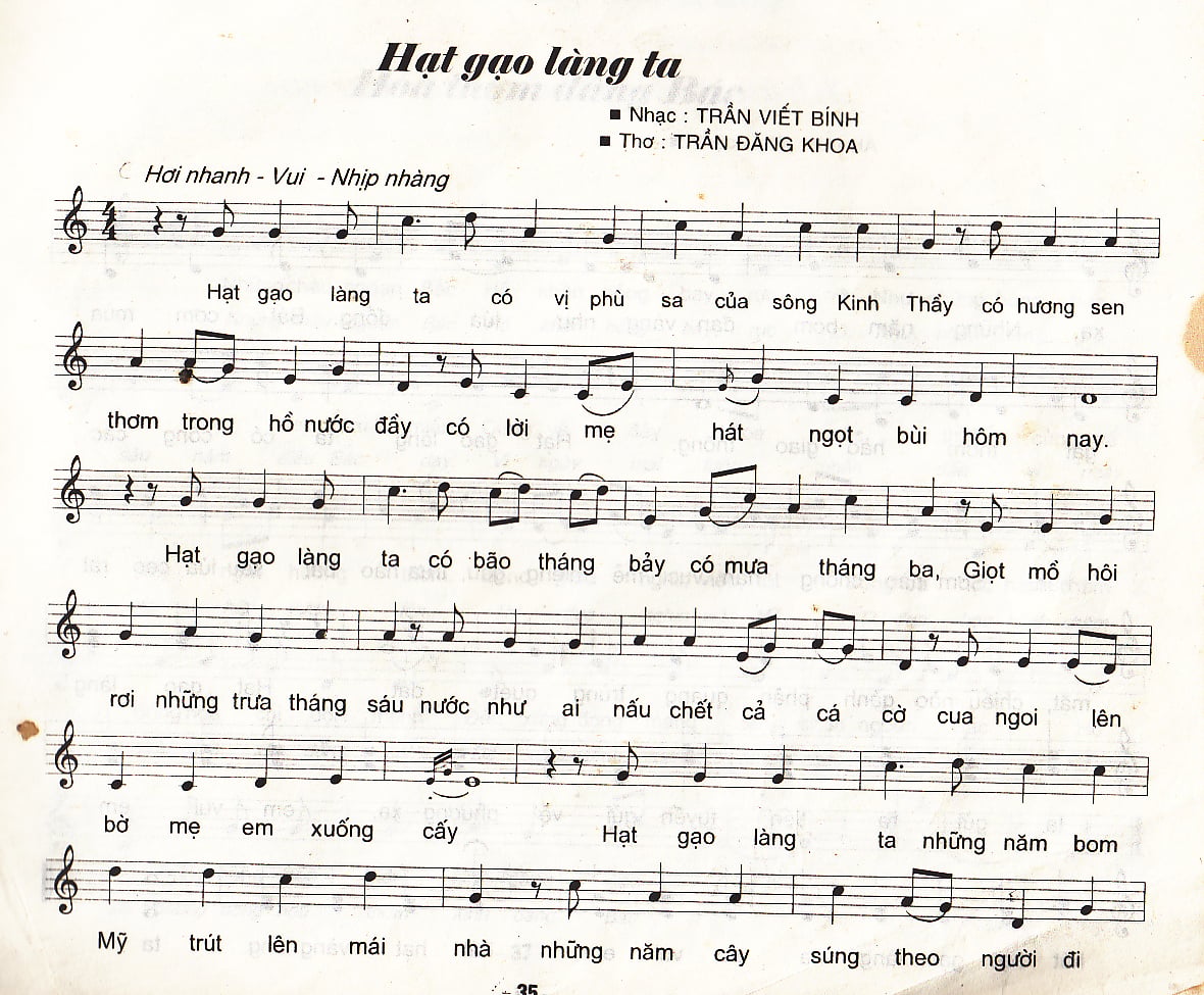 Sheet nhạc Hạt gạo làng ta - Trang 1