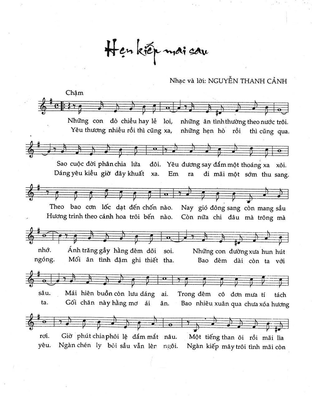 Sheet nhạc Hẹn kiếp mai sau - Trang 1