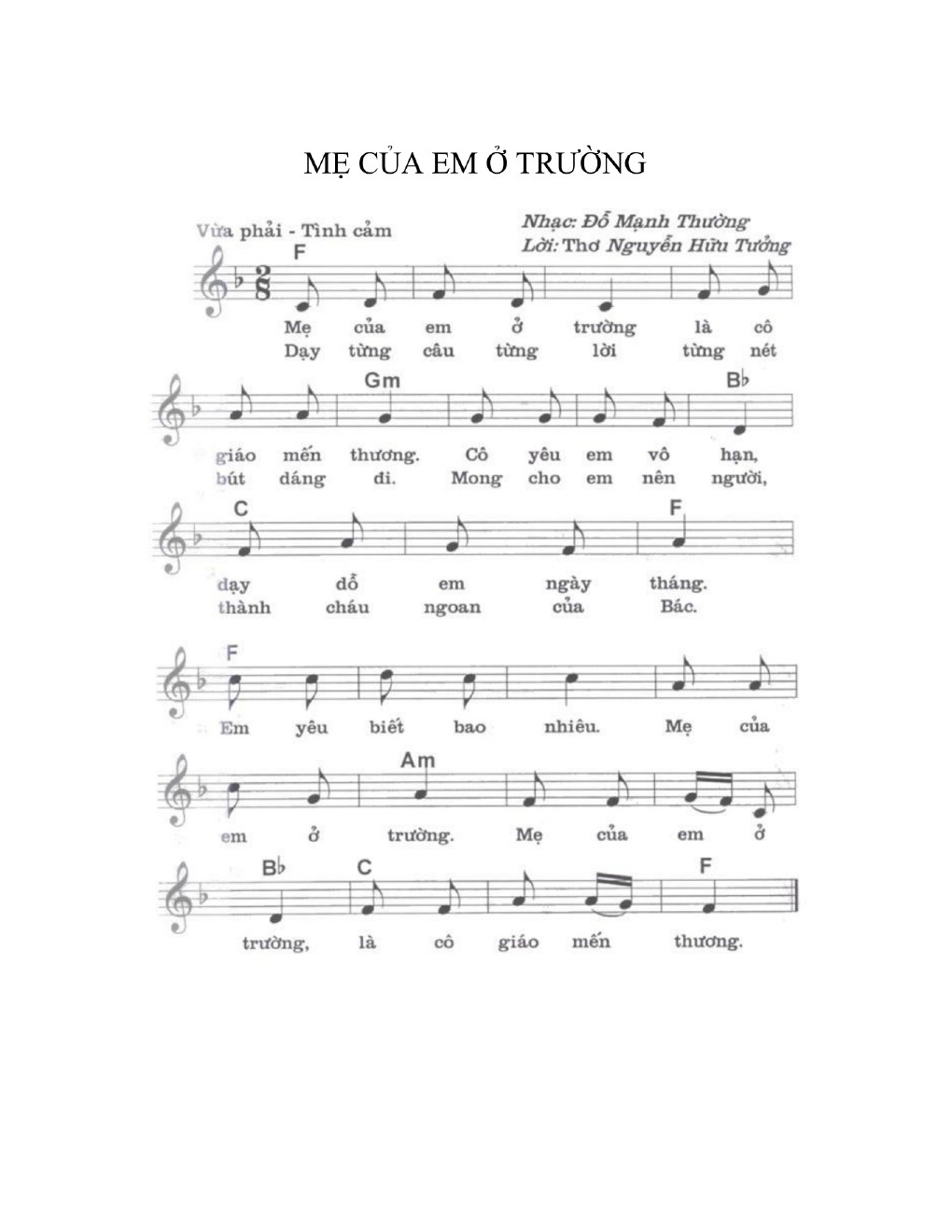 Sheet nhạc Cô giáo - Trang 1