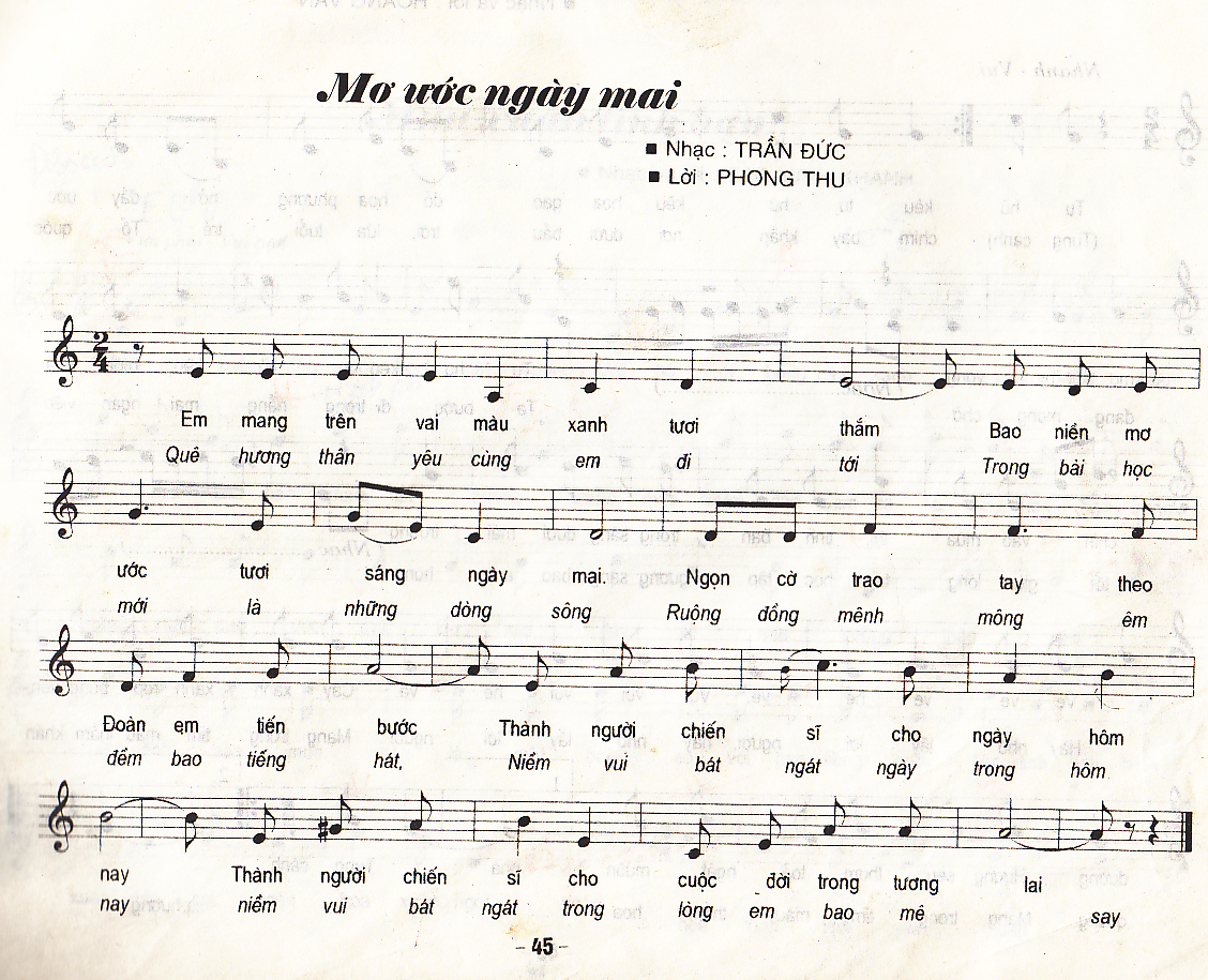 Sheet nhạc Mơ ước ngày mai - Trang 1