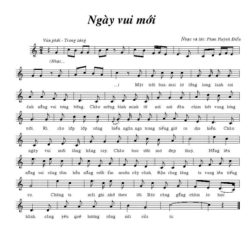 Sheet nhạc Ngày vui mới - Trang 1