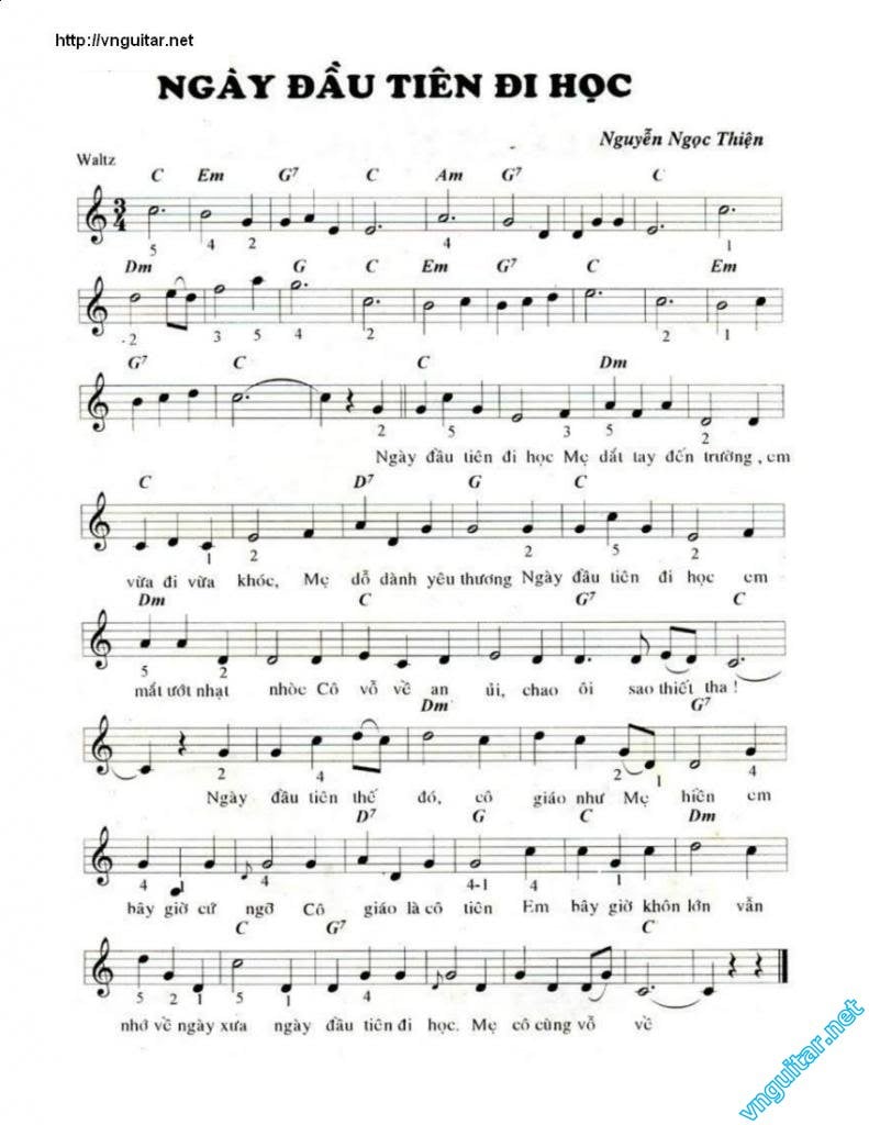 Sheet nhạc Ngày đầu tiên đi học - Trang 1