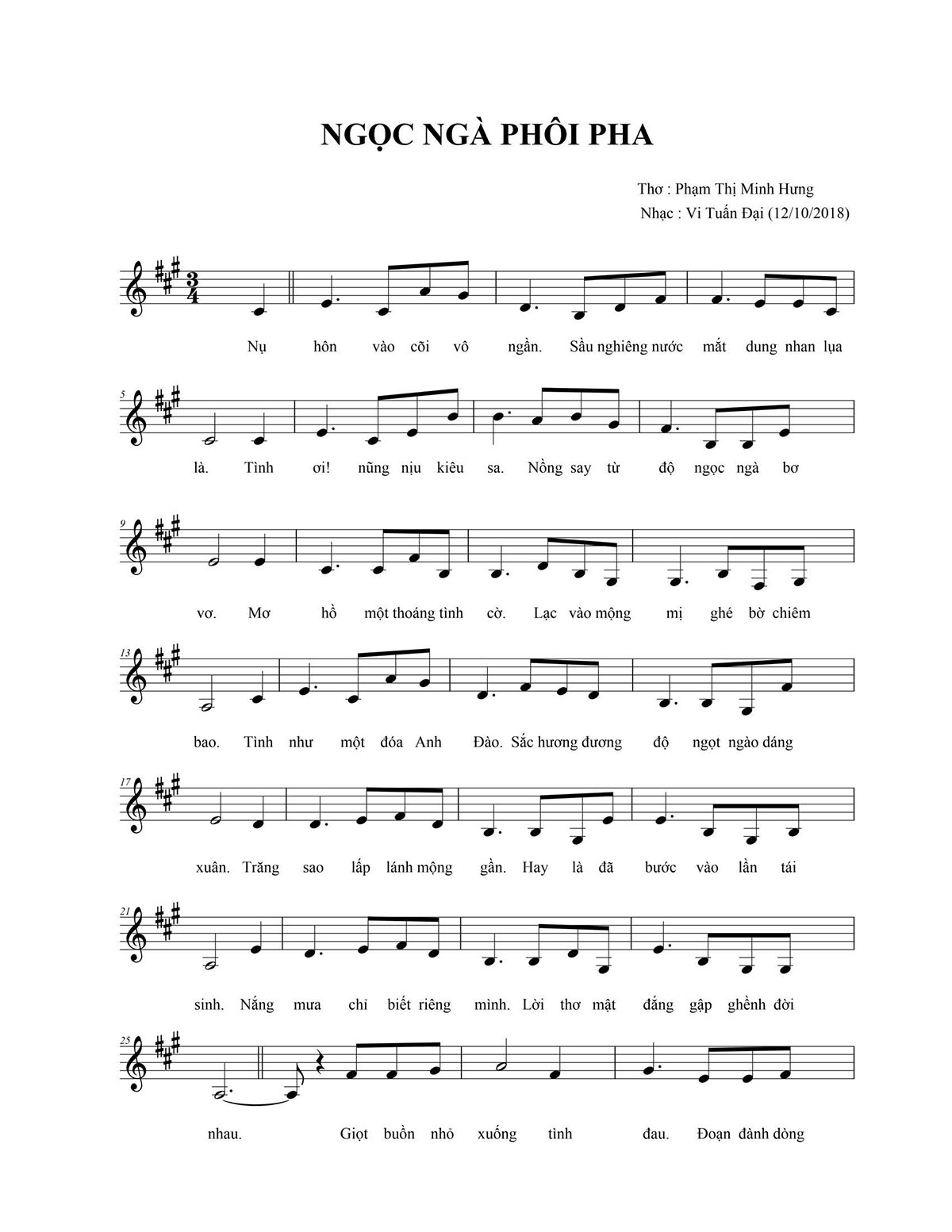 Sheet nhạc Ngọc ngà phôi pha - Trang 1