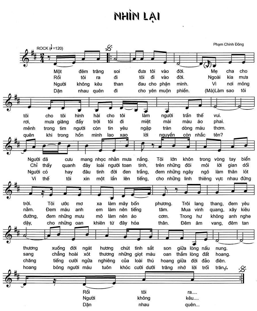 Sheet nhạc Nhìn lại - Trang 1