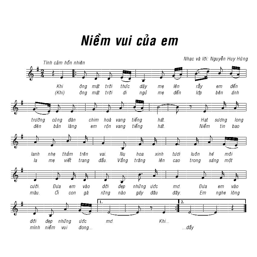 Sheet nhạc Niềm vui của em - Trang 1